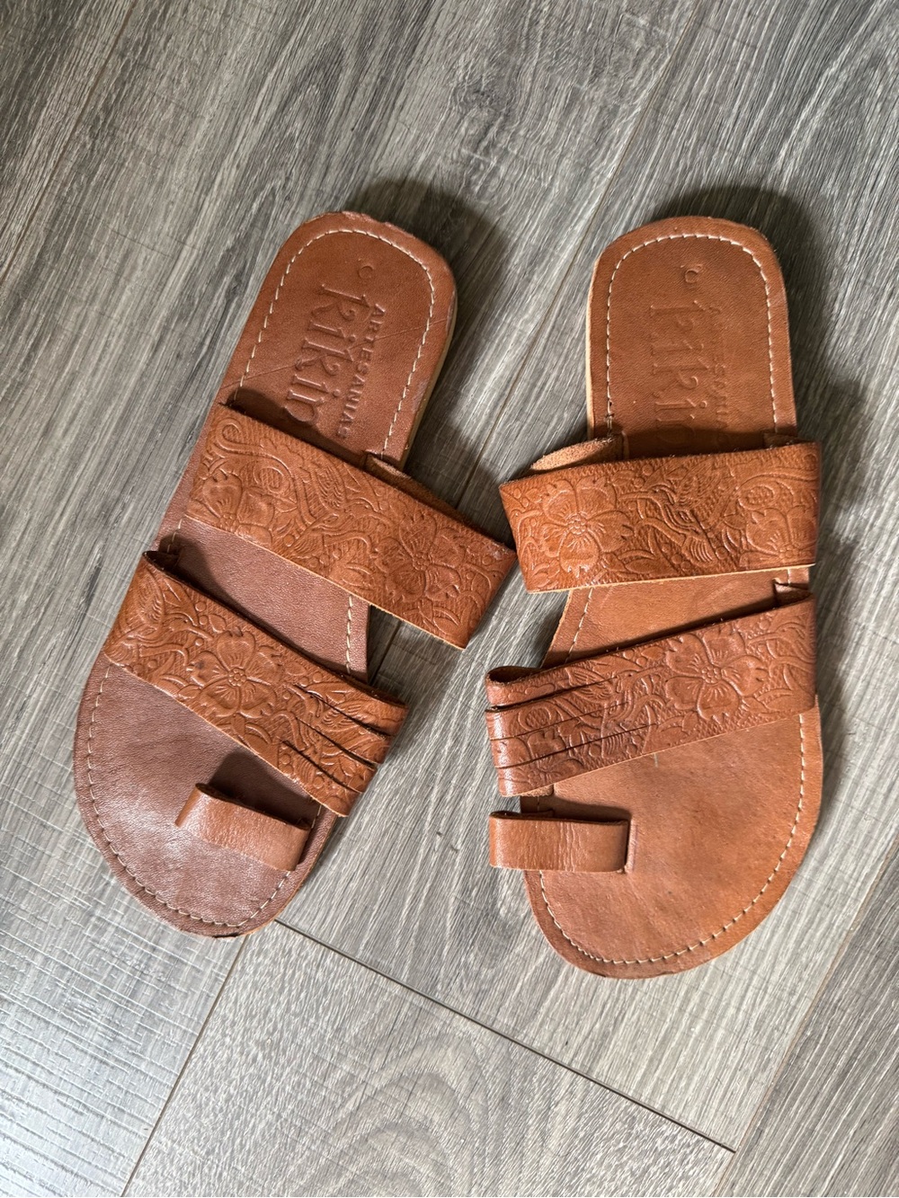 Handcrafted Brown Leather Slide Sandals - Unbranded